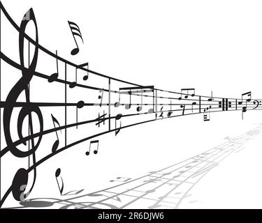 Music background with different notes on the white Stock Vector