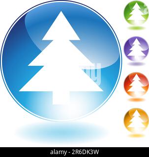 Set of 5 3D tree icons. Stock Vector