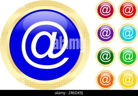 E-mail symbol on shiny buttons Stock Vector