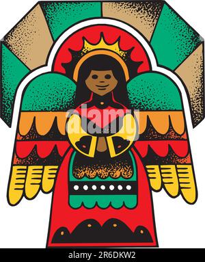 Christmas Card with Angel, vector, fully editable. Stock Vector