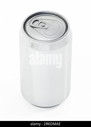 White 330ml soda can mockup. Blank package for your own designs. 3D illustration. Stock Photo
