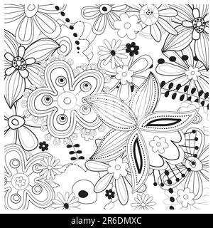 beautiful floral sample in black and white Stock Vector