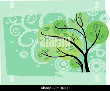 Decorative tree, vector illustration-green Stock Vector