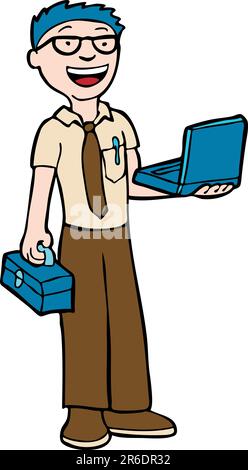Man ready to fix computers. Stock Vector
