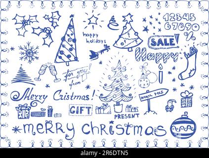 Christmas doodles / vector illustrations set Stock Vector