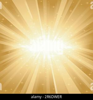 Festive explosion of light and stars with center in the middle of the square image. 7 global colors, background controlled by 1 linear gradient. Stock Vector