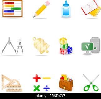 Icon set with school symbols Stock Vector