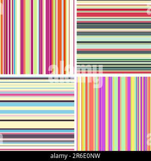 Vector set of seamless colored stripe patterns. Stock Vector