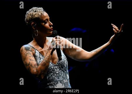 Roma, Italy. 07th June, 2023. Mariza during the preview of Womad Rome, on June 7, 2023 at the Cavea of the Auditorium Parco della Musica, Rome, Italy. (Photo by Domenico Cippitelli/NurPhoto) Credit: NurPhoto SRL/Alamy Live News Stock Photo