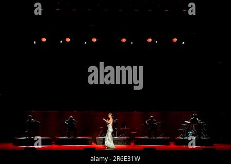 Roma, Italy. 07th June, 2023. Mariza during the preview of Womad Rome, on June 7, 2023 at the Cavea of the Auditorium Parco della Musica, Rome, Italy. (Photo by Domenico Cippitelli/NurPhoto) Credit: NurPhoto SRL/Alamy Live News Stock Photo