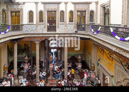 Interior of  Sanborns restaurant in courtyard of Casa de los Azulejos, The House of Tiles, Mexico City, Mexico Stock Photo
