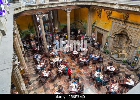 Interior of  Sanborns restaurant in courtyard of Casa de los Azulejos, The House of Tiles, Mexico City, Mexico Stock Photo