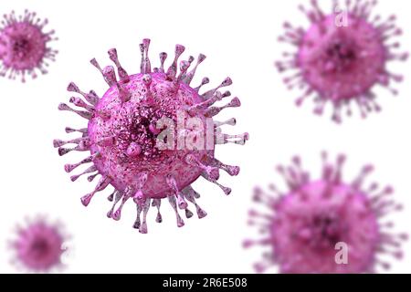 Human cytomegalovirus (HCMV), computer illustration. HCMV is a member of the herpesvirus family. It has a high infection rate and is a major cause of Stock Photo