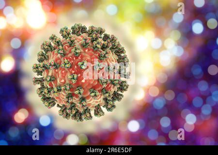 Human parainfluenza virus (HPIV), computor illustration. HPIV is a paramyxovirus that causes different types of respiratory infections, including ear Stock Photo