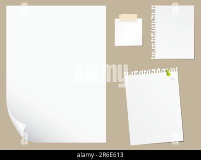 Set of blank paper.  Please check my portfolio for more stationery ilustrations. Stock Vector