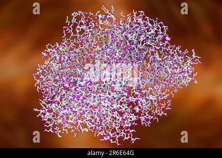 Anthrax oedema factor. Molecular model of oedema factor (EF) from the anthrax bacterium Bacillus antracis complexed with a calmodulin protein molecule Stock Photo