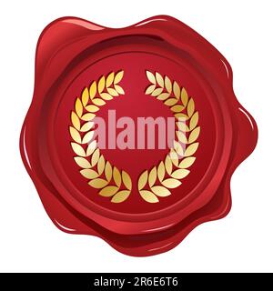 Laurel wreath wax seal.  Isolated on white for easy editing. Stock Vector