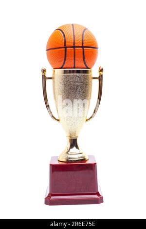 Gold cup with basketball ball isolated on white background Stock Photo ...