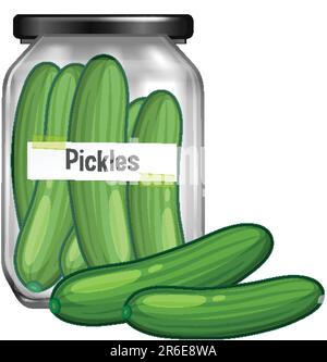 Pickled Cucumbers in Jar Vector illustration Stock Vector