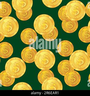 Abstract seamless pattern with dollar coins. Background for your design. Vector illustration. Stock Vector