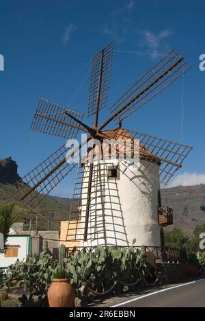 Windmill, Gran Canaria, Canary Islands, Spain, El Molino de Viento Stock Photo