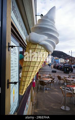 Giant plastic ice cream cone on Scarborough sea front Stock Photo