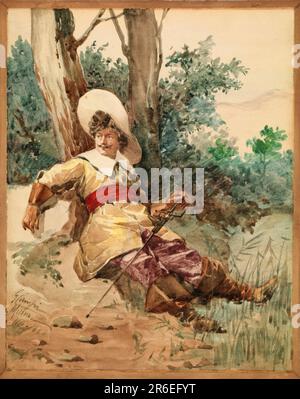Resting Musketeer. Date: n.d. watercolor on paper mounted on fiberboard. Museum: Smithsonian American Art Museum. Stock Photo