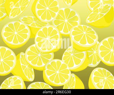 Editable vector illustration of falling sliced lemons Stock Vector
