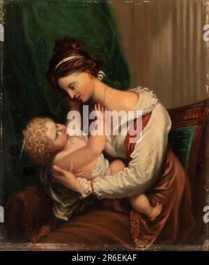 Mother and Child. Date: mid-19th century. oil on wood. Museum: Smithsonian American Art Museum. Stock Photo