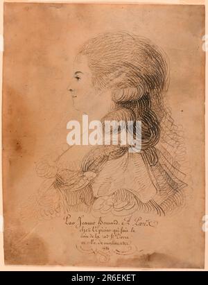 Shown in profile turned toward left. Verso: Forepart of the profile of the same woman. Date: 1781. Graphite, pen and ink on paper. Museum: Cooper Hewitt, Smithsonian Design Museum. Stock Photo