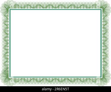 Blank guilloche style certificate with decorative border Stock Vector