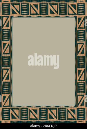 Wooden frame including ethnic African stripe with geometrically typical elements Stock Vector