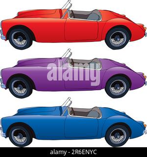 Hand drawn vector illustration of retro sport car Stock Vector