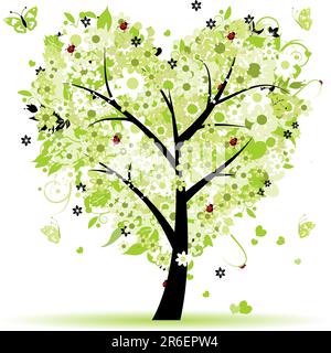 Valentine tree, love, leaf from hearts Stock Vector