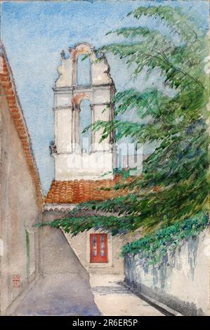 Bell Tower, Hotel San Dominico (Old Monastery, Taormina, Sicily). Date: 1933. watercolor and pencil on paper. Museum: Smithsonian American Art Museum. Stock Photo