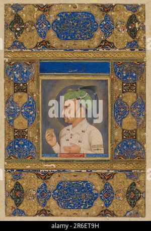 Jahangir. Date: 17th century. Origin: India. Period: Mughal dynasty. Color and gold on paper. Museum: Freer Gallery of Art and Arthur M. Sackler Gallery. Stock Photo