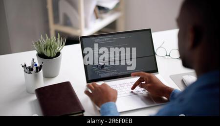 African American Web Developer Programmer. Coding Software Stock Photo