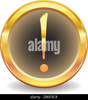 gold button with exclamation sign Stock Vector