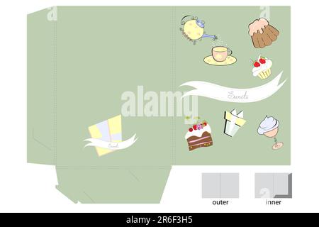 Template for folder with sweets Stock Vector