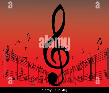 Abstract music background with different notes and lines Stock Vector