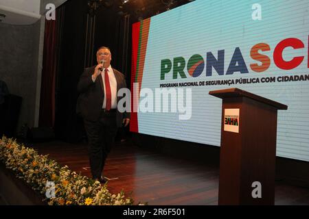 salvador, bahia, brazil - may 29, 2023: Flavio Dino, Minister of Justice, seen during the launch of the Pronaci program in the city of Salvador. Stock Photo