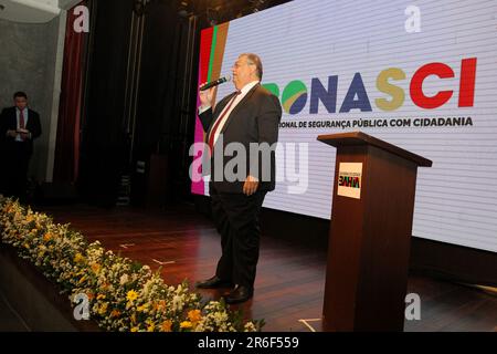 salvador, bahia, brazil - may 29, 2023: Flavio Dino, Minister of Justice, seen during the launch of the Pronaci program in the city of Salvador. Stock Photo