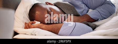 Sick Man Sleeping In Bed To Rest Stock Photo