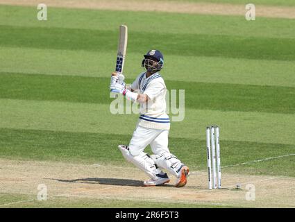 CAPTION CORRECTION changing the name of the person in picture to Ajinkya Rahane. Correct caption should read India's Ajinkya Rahane in action during day three of the ICC World Test Championship Final match at The Oval, London. Picture date: Friday June 9, 2023. Stock Photo