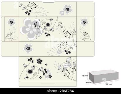 Decorative box with floral ornament Stock Vector
