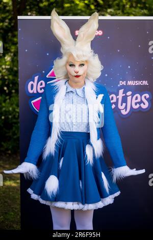 Brasschaat, Belgium. 09th June, 2023. Marie Verhulst as 'Pluisje' poses for the photographer at the press launch of Studio 100's new grand family musical, featuring K3 and many other familiars, at the Openluchtschool Sint-Ludgardis in Brasschaat, Friday 09 June 2023. BELGA PHOTO JASPER JACOBS Credit: Belga News Agency/Alamy Live News Stock Photo