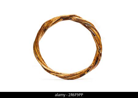 A wicker wreath on a white background with copy space Stock Photo