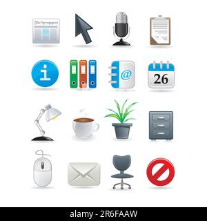 Office icon set for web. Vector illustration Stock Vector