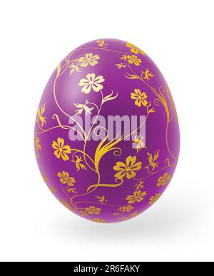 Multi-coloured Easter eggs with decor elements on a white background Stock Vector