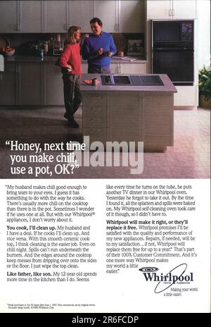 Whirlpool kitchen appliances advert in a Natgeo magazine 1988 Stock Photo